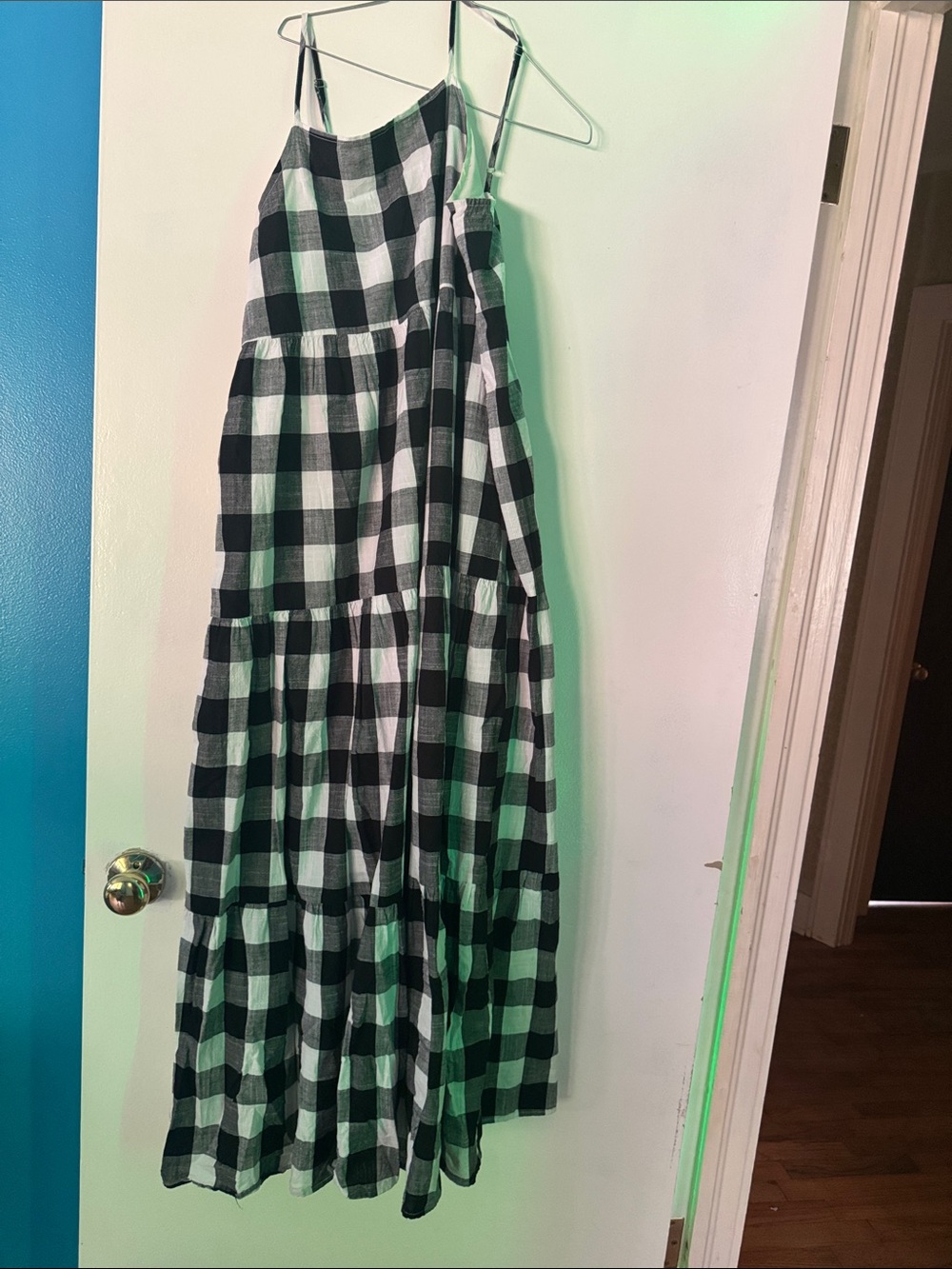 Pink Lily Black and White Gingham Maxi Dress